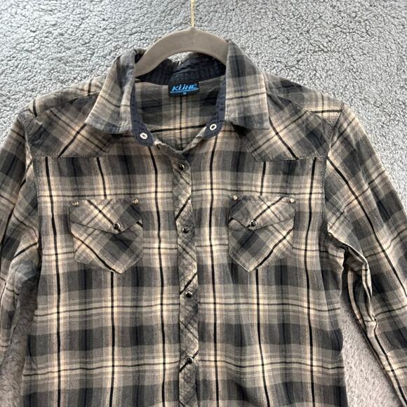 Kuhl Women's Medium Western Plaid Shirt Pearl Snaps Long Sleeves Soft Comfort - Picture 2 of 13